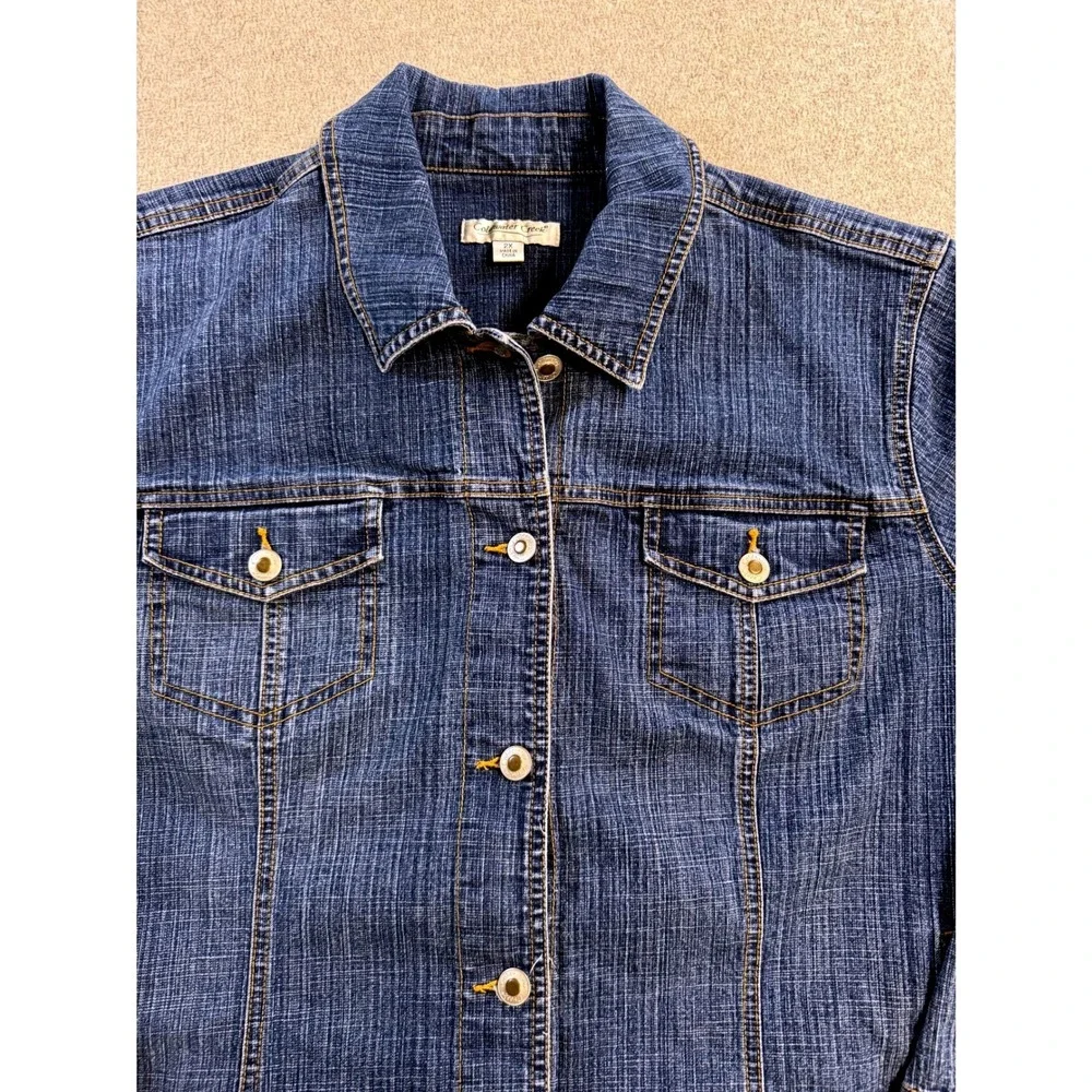 Coldwater Creek Denim Jacket Womens 2X Blue Button‎ Up Classic Trucker Wash Chic